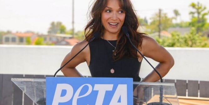 Mayte Garcia speaks at PETA event