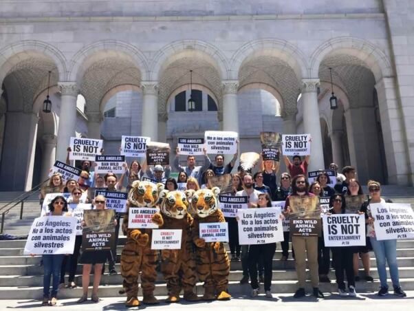 PETA rally to ban wild animal acts in Los Angeles