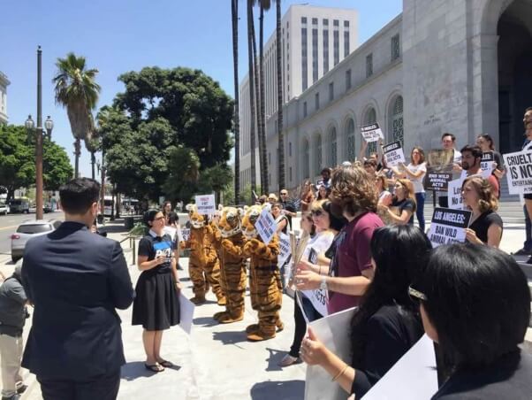 PETA rally to ban wild animal acts in Los Angeles