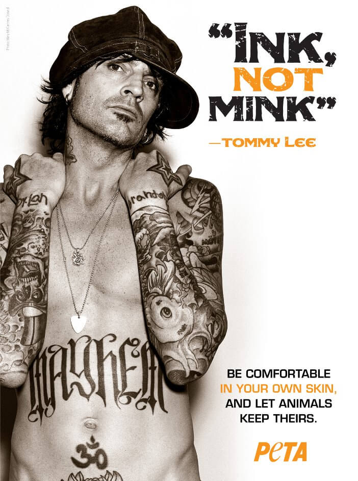 Naked Tommy Lee Declares, 'Ink, Not Mink' in PETA Ad | PETA