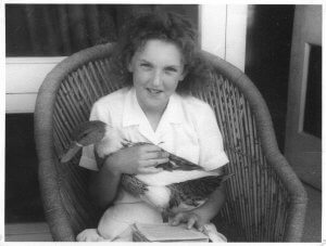 Ingrid Newkirk as a child, with Lucky. 