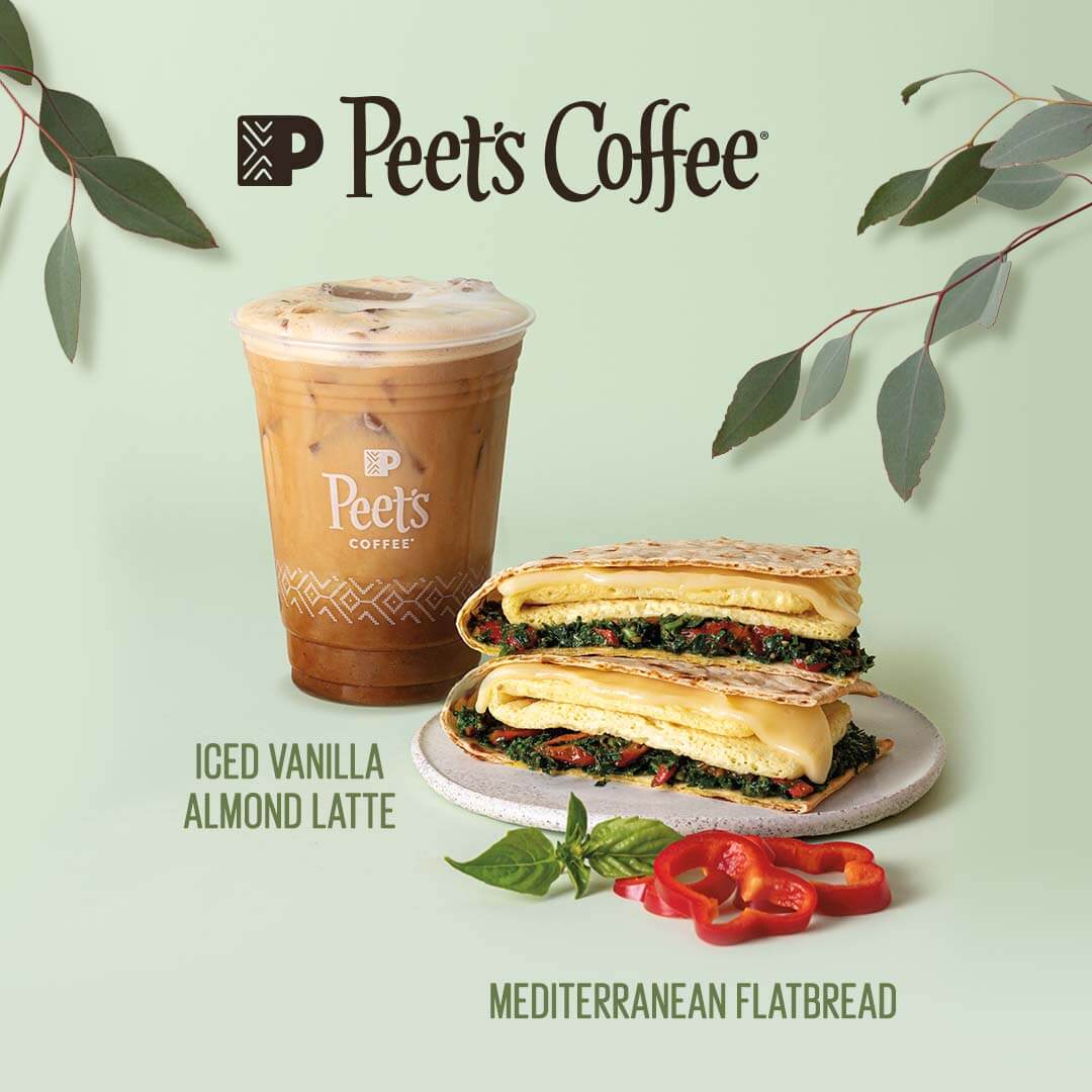 peet's coffee vegan sandwich and latte