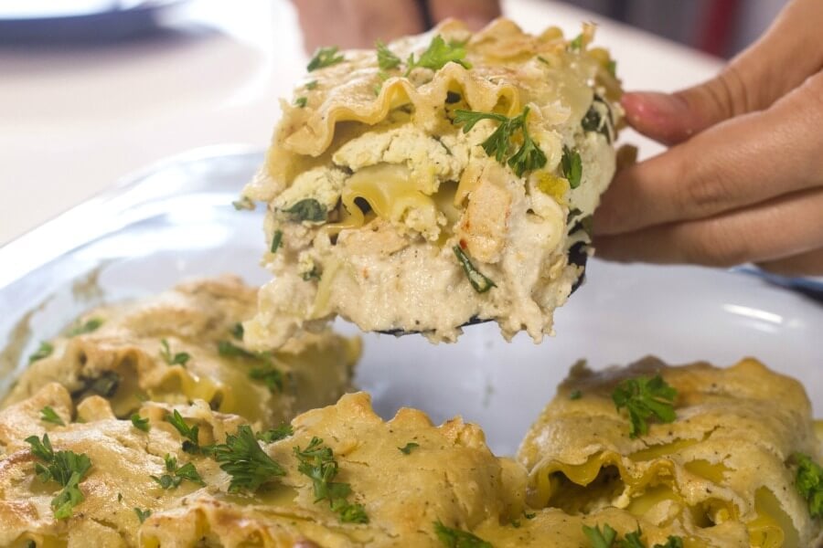 Chicken Alfredo Lasagna Rolls (Vegan)