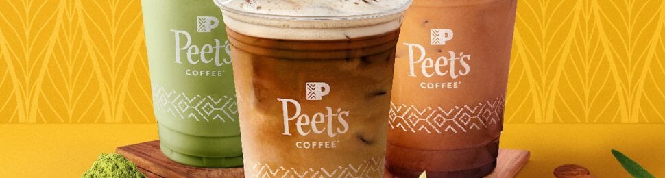 three iced vegan drinks from peet's 2023 spring menu