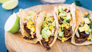 Beer-Marinated Portobello Tacos with Avocado-Corn Salsa
