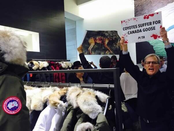 Demo at opening of Canada Goose flagship store