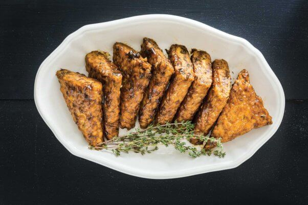 maple-miso-tempeh-cutlets-on-plate