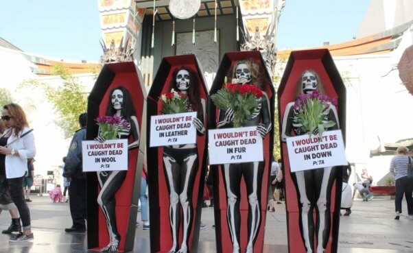 Skeleton demo on Hollywood Boulevard