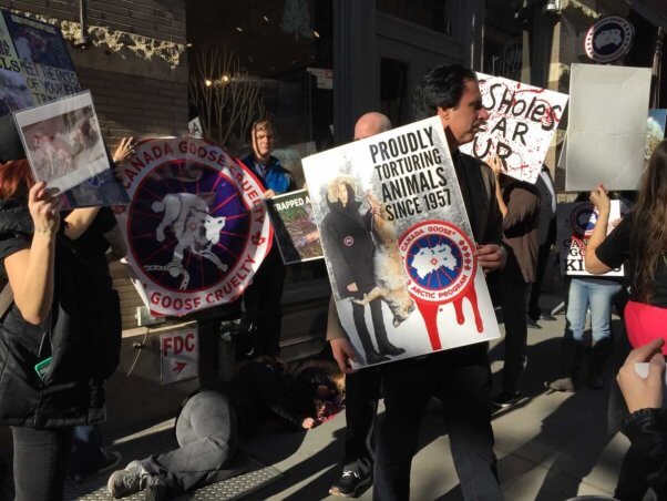 Canada Goose NYC store opening protest