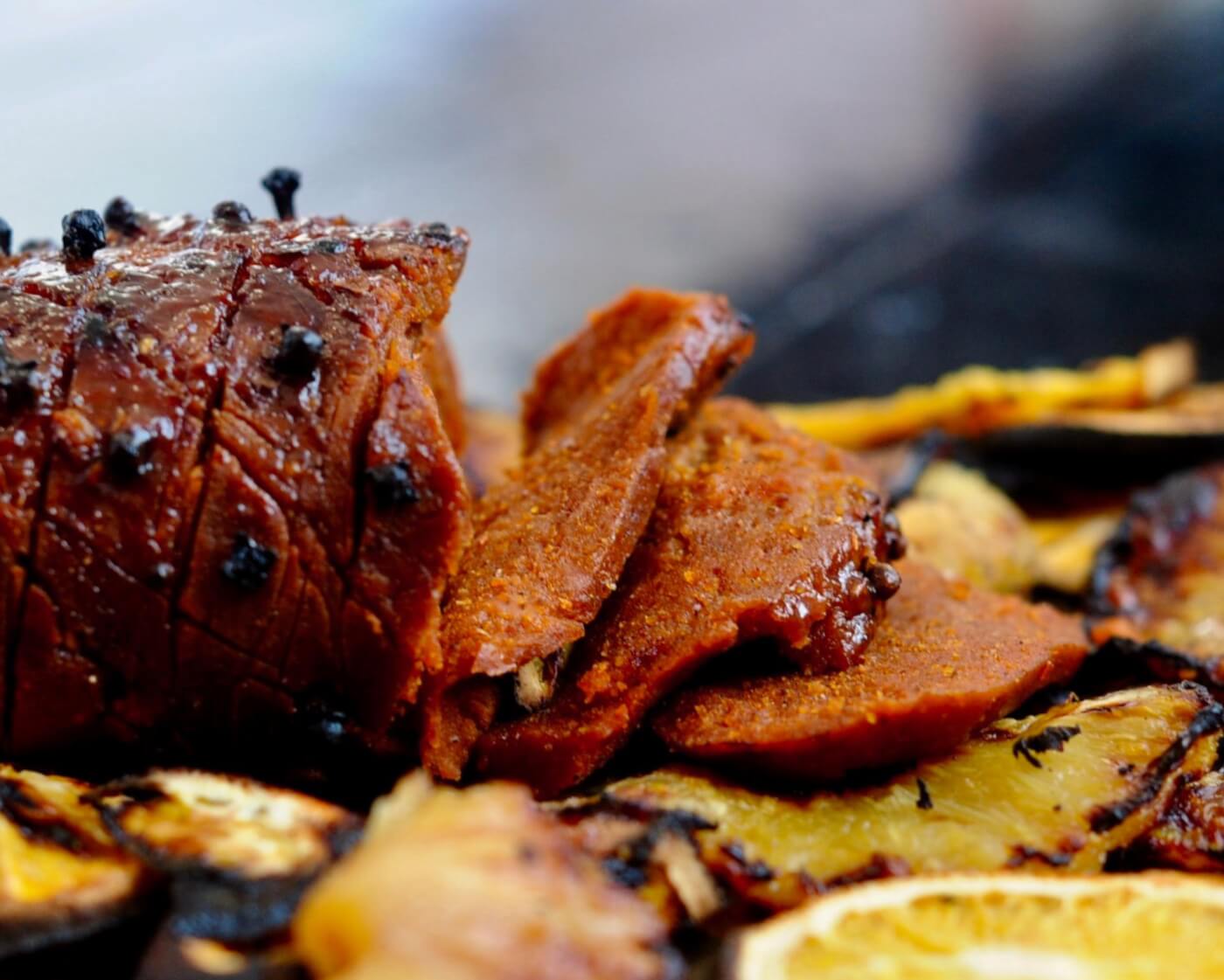 maple glazed vegan holiday ham with pineapple