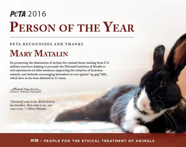 PETA's 2016 Person of the Year Award - Mary Matalin