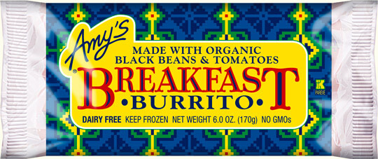 vegan frozen food: amy's breakfast burrito