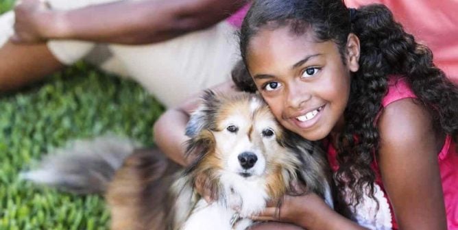 Young girl with dog