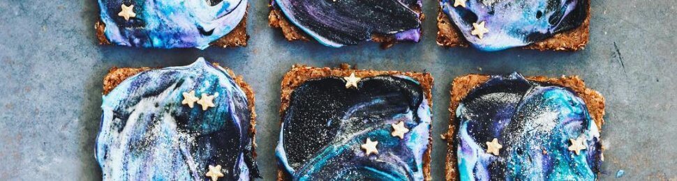 pieces of toast with galactic frosting topping