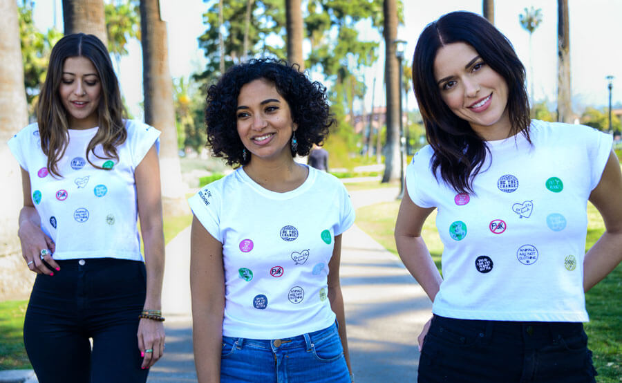 3 PETA models wearing In the Soulshine crop top