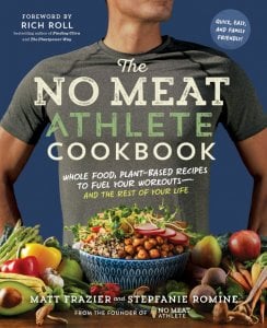 Front cover of The No Meat Athlete Cookbook with a salad photo