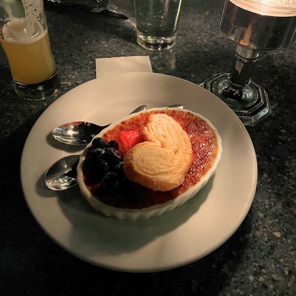 vegan creme brulee tart from blue bayou in disneyland