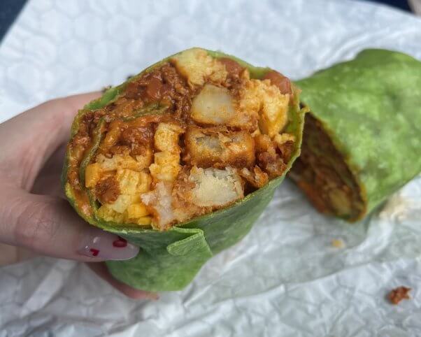 vegan soy chorizo burrito from galactic grill in disneyland