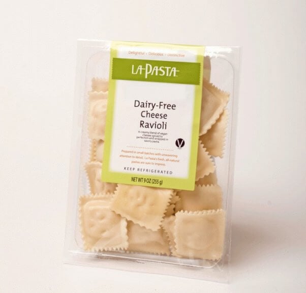 Dairy-Free vegan ravioli from La Pasta brand.