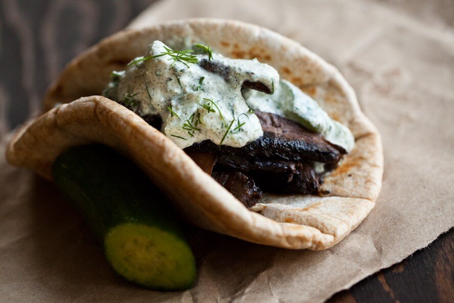 Portobello Gyros with Hemp Seed Tzatziki PETA