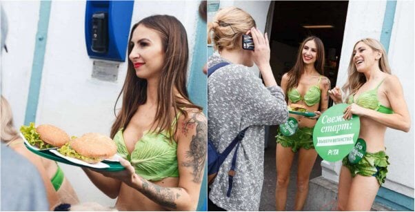 PETA's vegan ambassadors, the Lettuce Ladies, in action