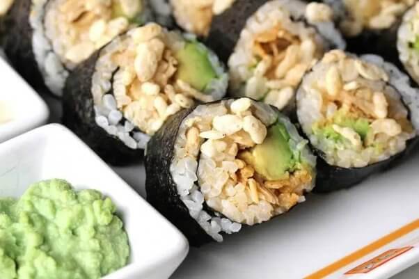 the vegan harvest vegan sushi with jackfruit crab