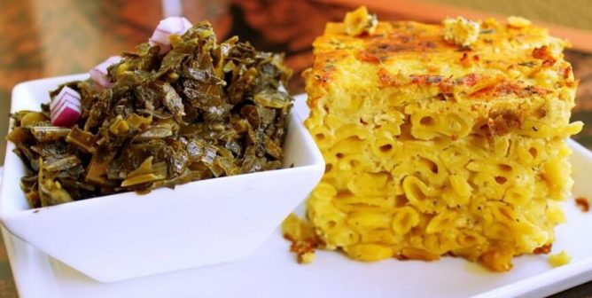 vegan collard greens and mac and cheese