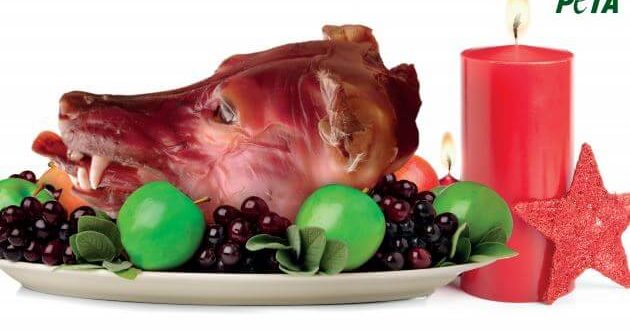 PETA roasted dogs head billboard close-up image