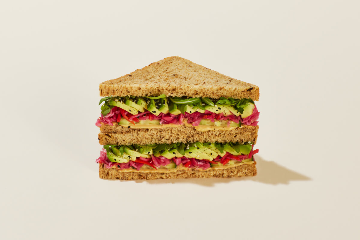 vegan pret a manger rainbow veggie sandwich