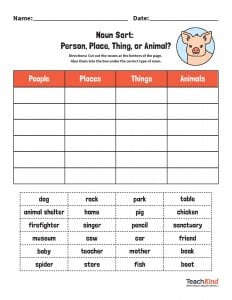 Grammar Packet: Compassionate Nouns and Verbs Worksheets | PETA