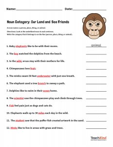 Grammar Packet: Compassionate Nouns and Verbs Worksheets | PETA