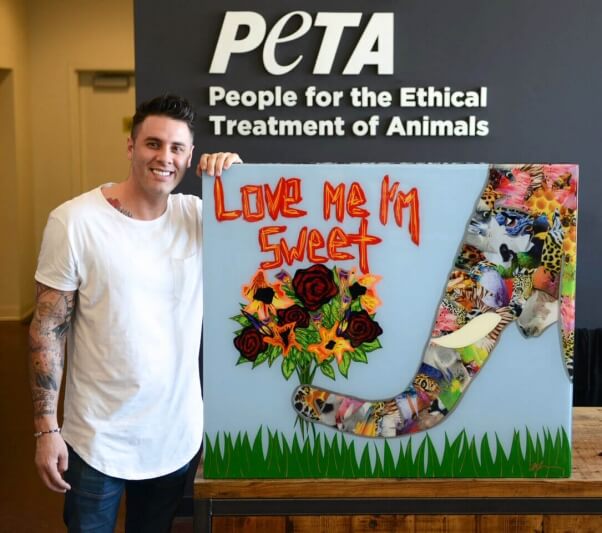 artist Daniel Mazzone at PETA's LA office