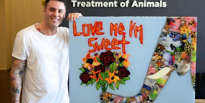 artist Daniel Mazzone at PETA's LA office