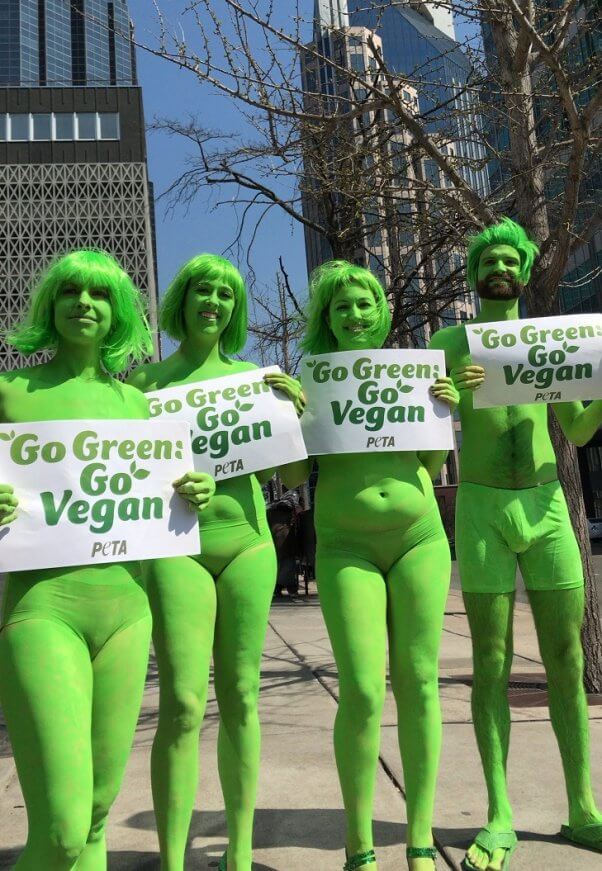 go green demo, body painted demo, peta-owned
