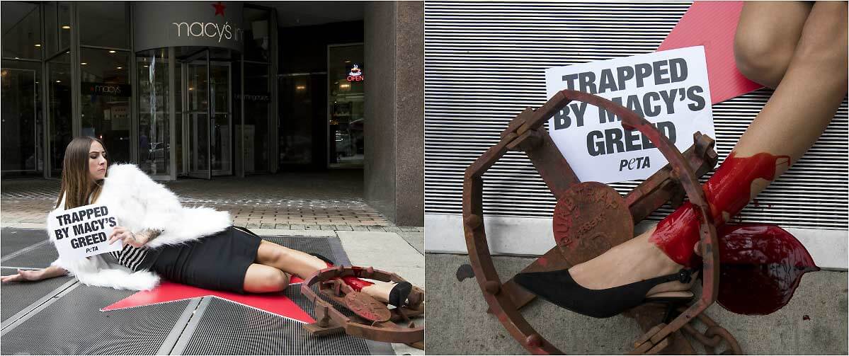 peta anti-fur protest at macy