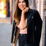Daniella modeling the PETA Coalition LA faux leather jacket