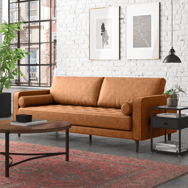 modern vegan leather sofa from wayfair