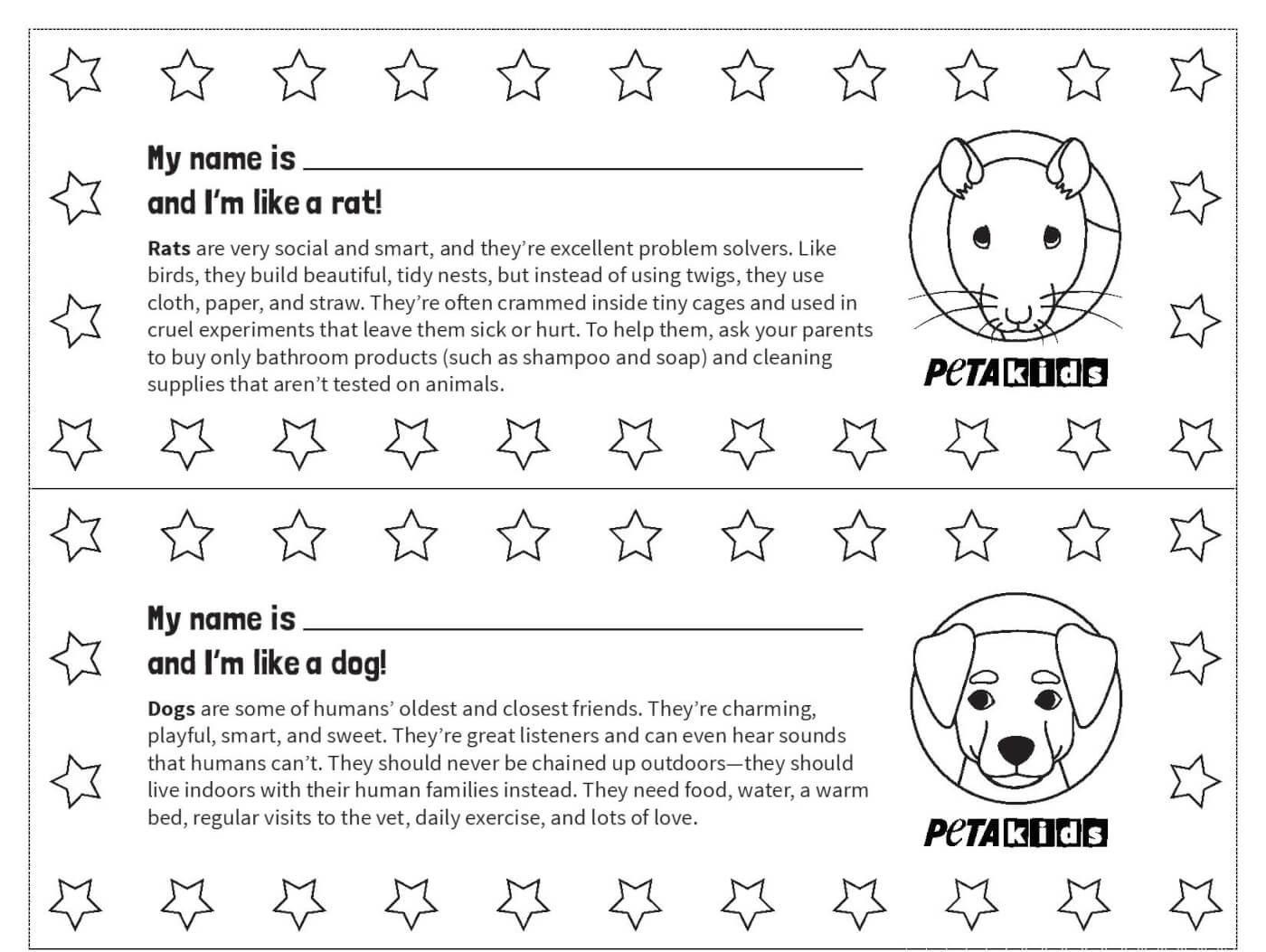 'Like You, Only Different' Personality Quiz and Nameplates Icebreaker Activity | PETA