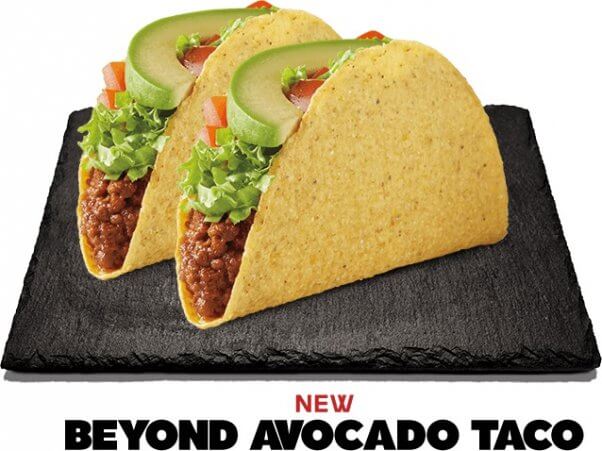 new Beyond Taco and Beyond Avocado Tacos at Del Taco are vegan if you order them without cheese!