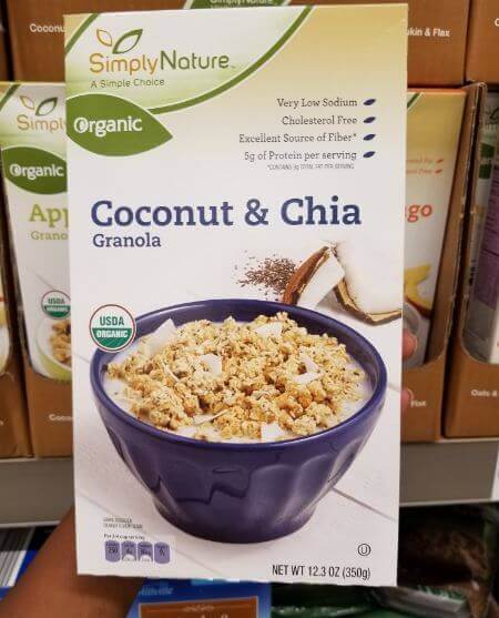 vegan at aldi - simplynature coconut and chia granola