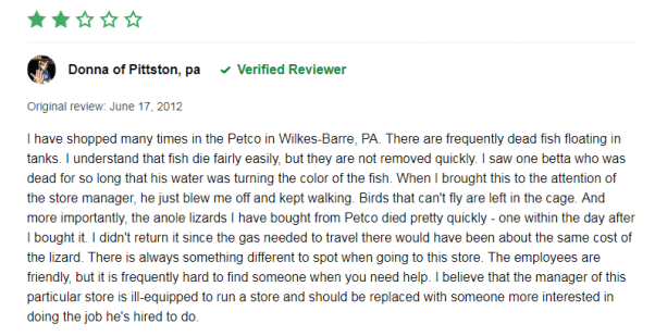 Bad Petco Review about Betta Fish
