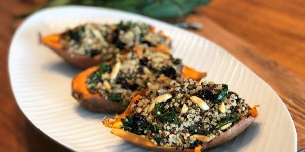 vegan quinoa stuffed sweet potatoes