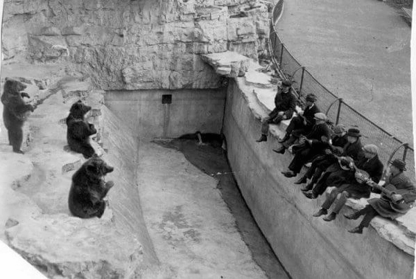 historical bear pits in photos (St. Louis Zoo, 1923)