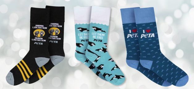 peta socks on a light background