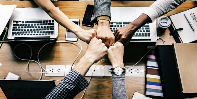 Corporate fist bump