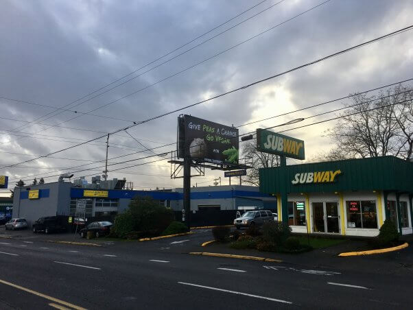 Give Peas a Chance billboard Portland