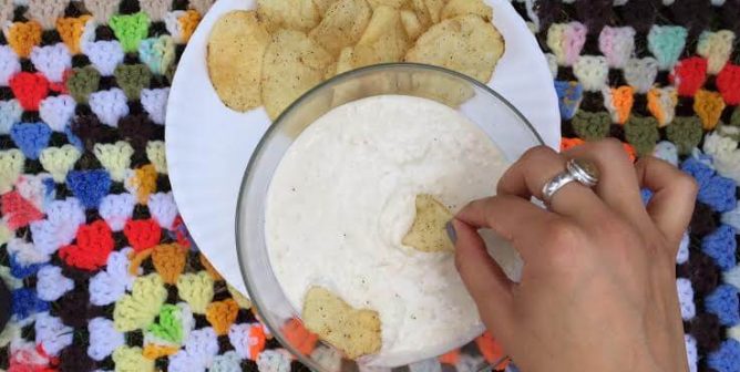 recipe, onion, dip, vegan