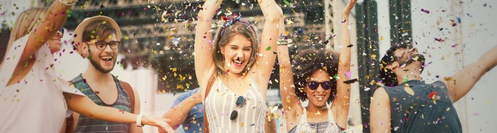 Young people at a music festival, coachella