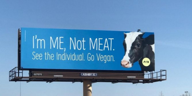 I'm Me Not Meat Cow Billboard in Valley Center Kansas