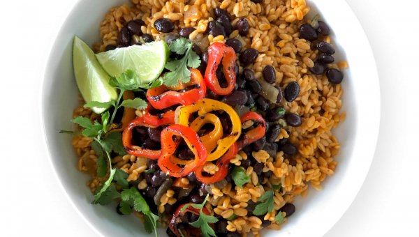 Black Beans and RightRice with Roasted Red Peppers